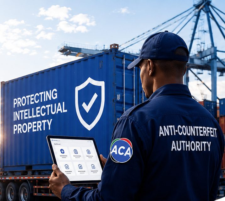 An ACA officer checking a container at a port
